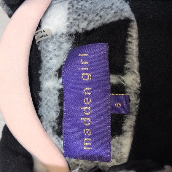 Madden Girl Checkered Kids Pea Coat Size 6 - Picture 2 of 4